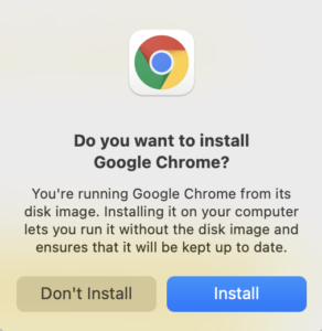 Pesan Google Chrome Instal